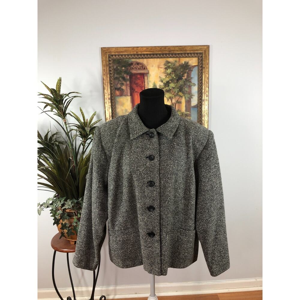 Lane Bryant Blazer Women Size 22 Gray Turn Down Collar Wool Blend Lined Casual